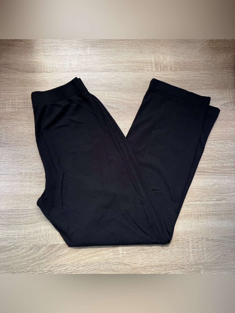 Reformation Ribbed Straight-Leg Cropped Pants Black 0